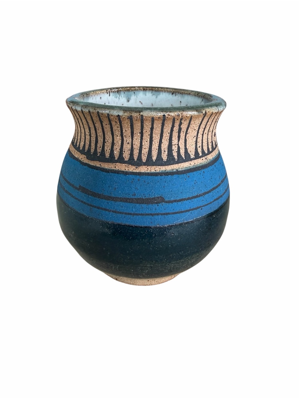 Handcrafted Blue and Black Ceramic Vase